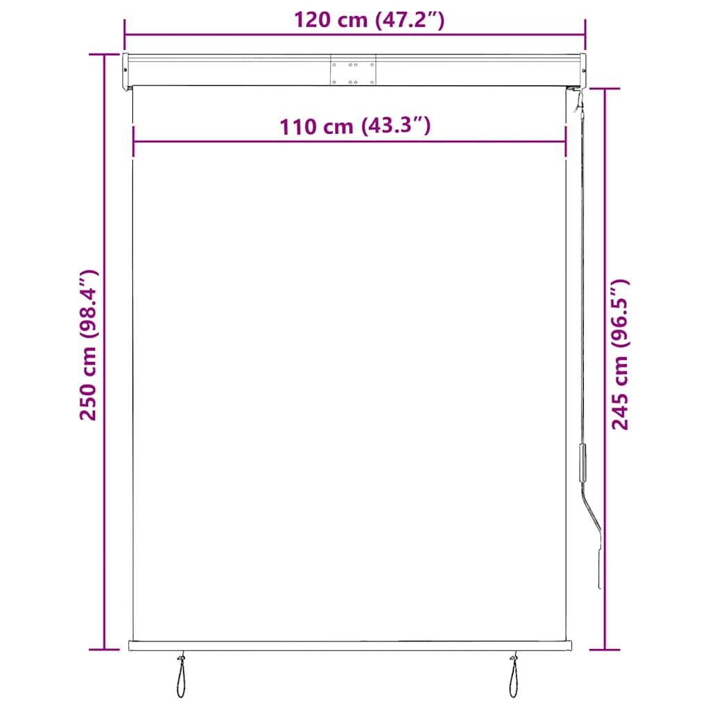 Außenrollo 120 x 250 cm Weiß und Orange