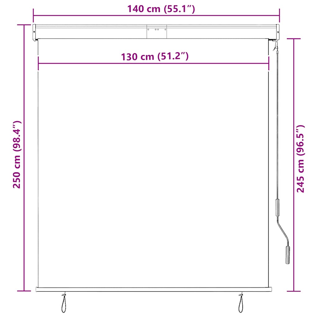Außenrollo 140x250 cm Weiß und Orange