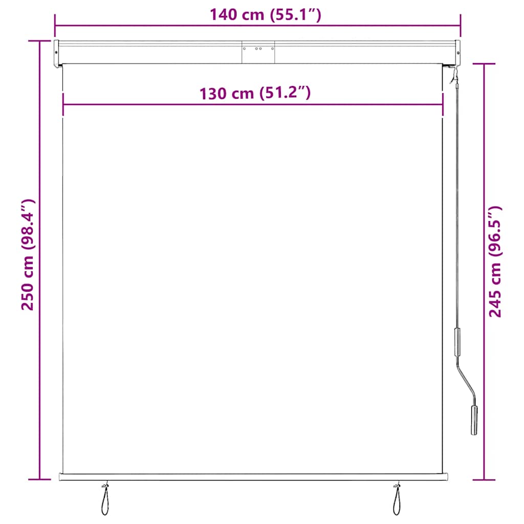Außenrollo 140x250 cm Orange und Braun