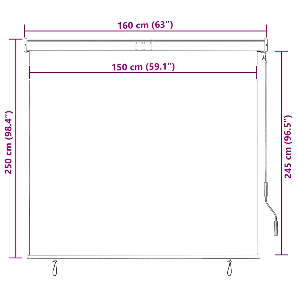 Außenrollo 160x250 cm Creme