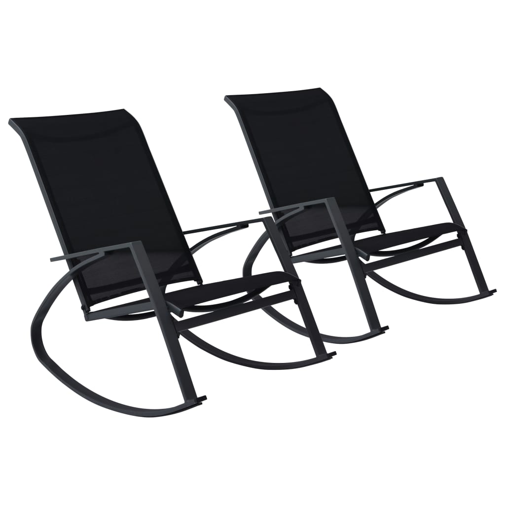 Garten-Schaukelstühle 2 Stk. Textilene Schwarz