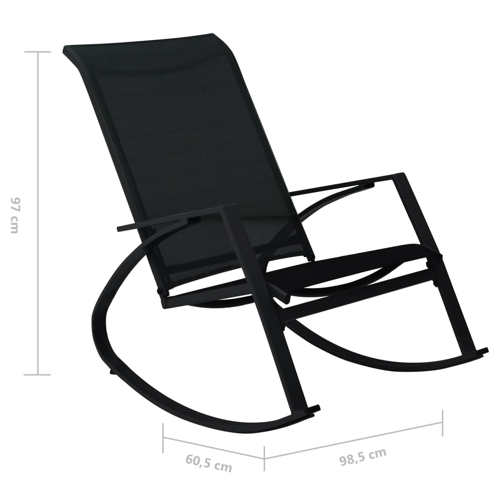 Garten-Schaukelstühle 2 Stk. Textilene Schwarz
