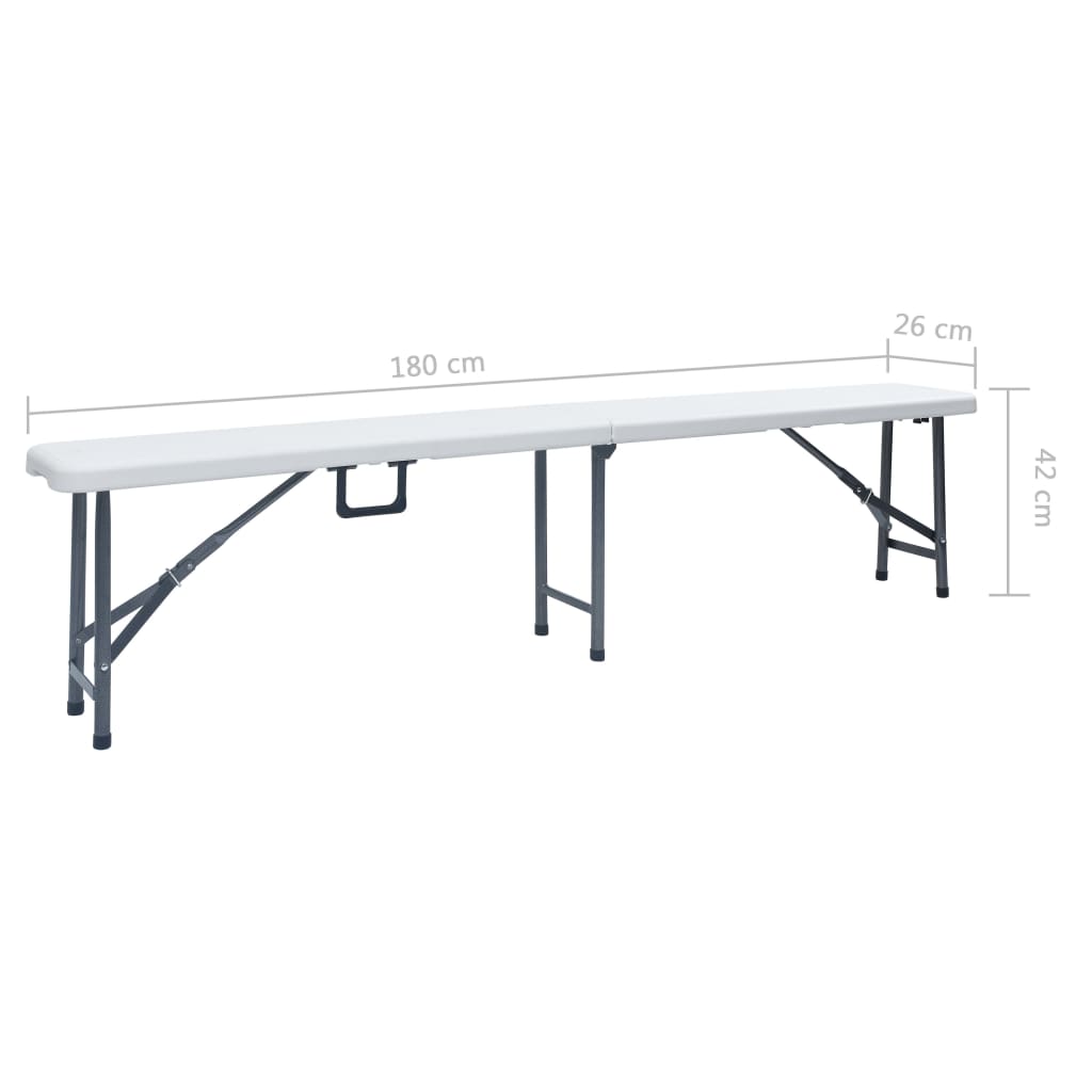 Klappbare Gartenbänke 2 Stk. 180 cm HDPE Weiß
