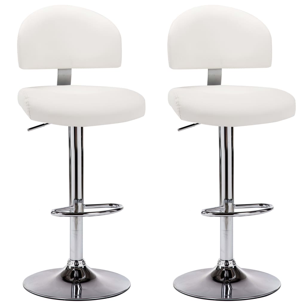 Barhocker 2 Stk. Weiß Kunstleder