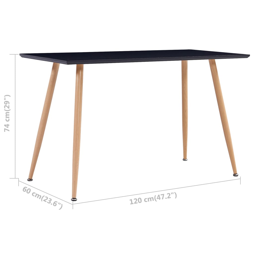 Esstisch Schwarz und Eichefarben 120×60×74 cm MDF