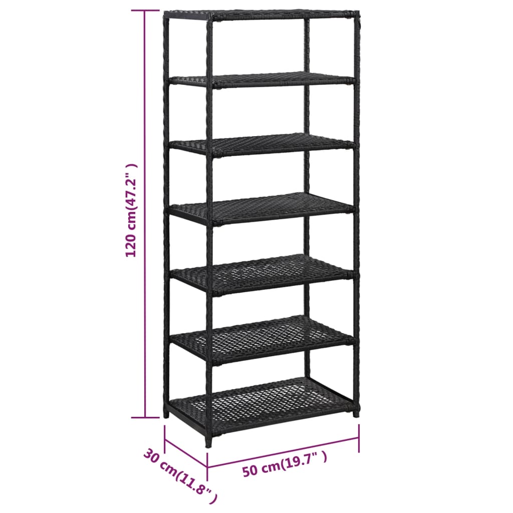 Schuhregal Schwarz 50 x 30 x 120 cm Poly Rattan