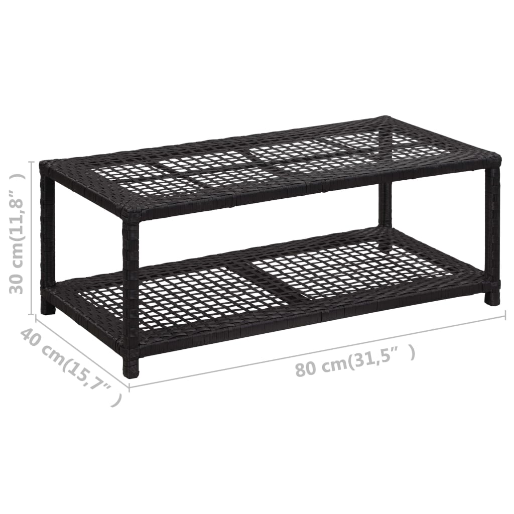 Schuhbank Schwarz 80 x 40 x 30 cm Poly Rattan