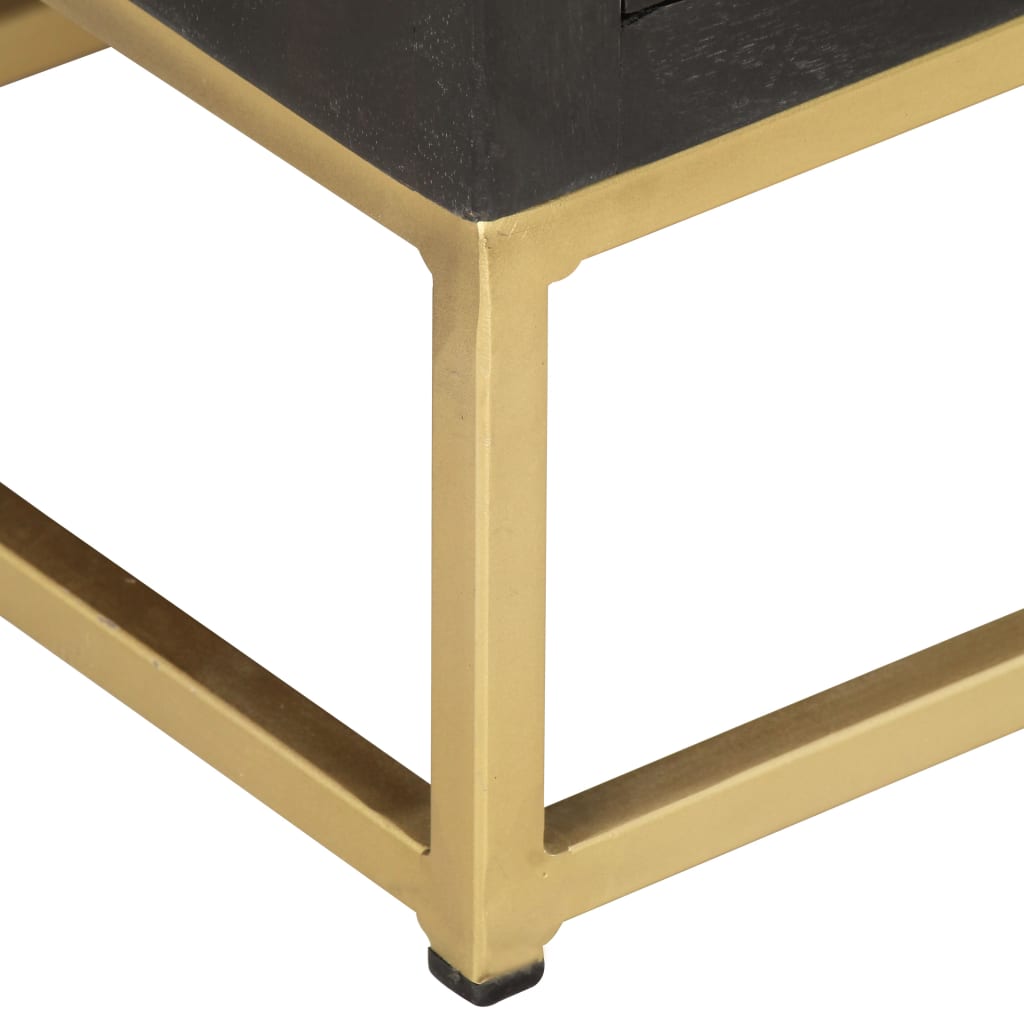Schubladenschrank Schwarz Golden 45x30x105cm Mangoholz