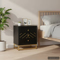 Nachttisch Schwarz und Golden 40 x 30 x 50 cm Mango Massivholz