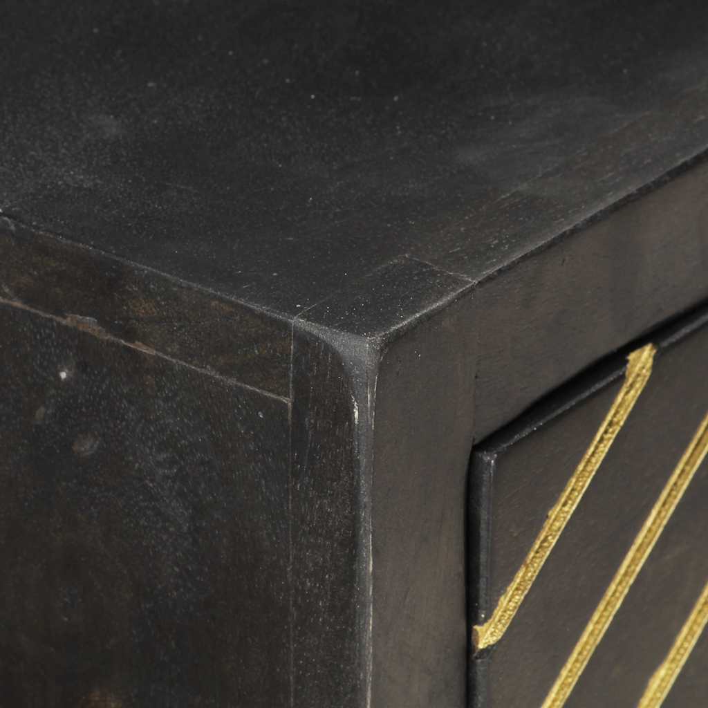 Konsolentisch Schwarz und Golden 90x30x75 cm Mango Massivholz