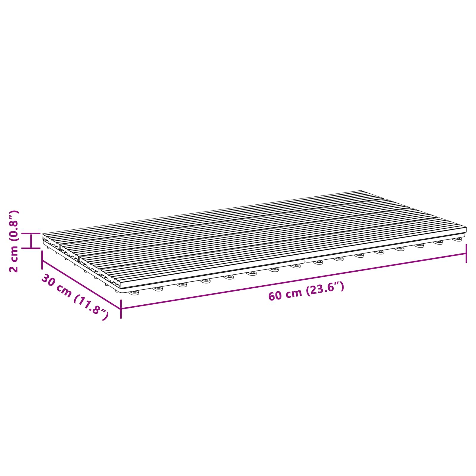 Terrassenfliese 6 pcs Braun 60 x 30 cm WPC