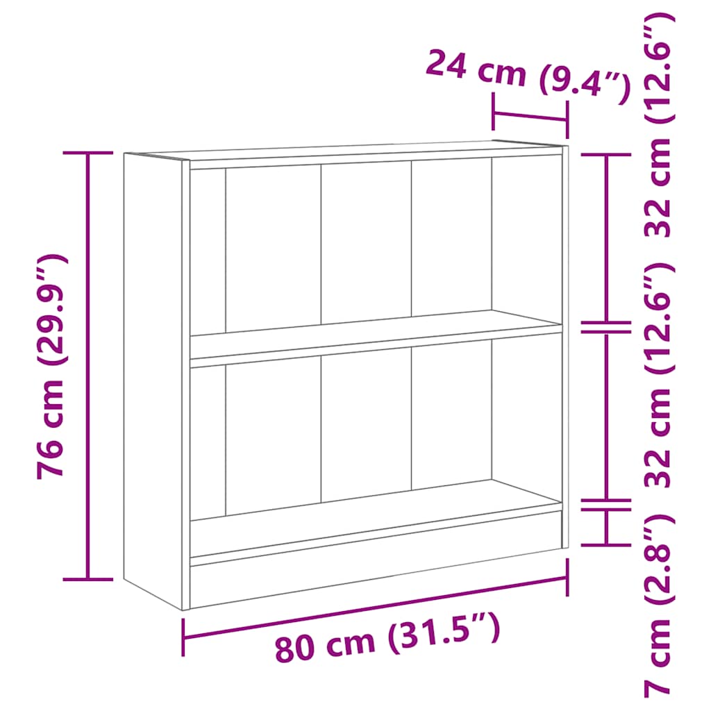 Bücherregal Weiß 80x24x75 cm Holzwerkstoff
