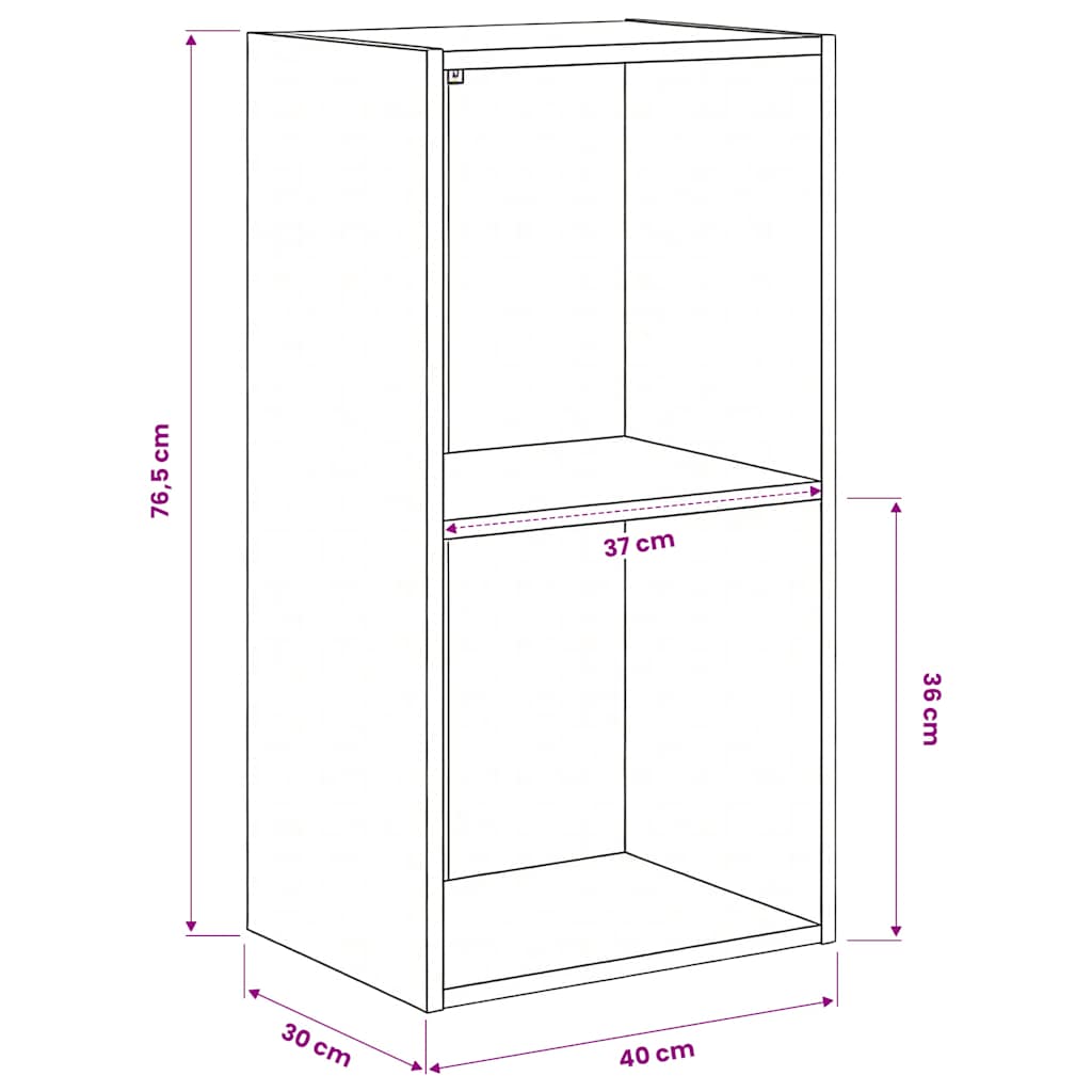 Bücherregal 2 Fächer Sonoma-Eiche 40x30x76,5 cm Holzwerkstoff