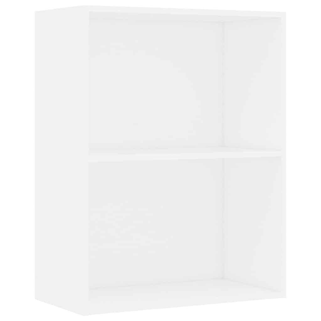 Bücherregal 2 Fächer Weiß 60x30x76,5 cm Holzwerkstoff