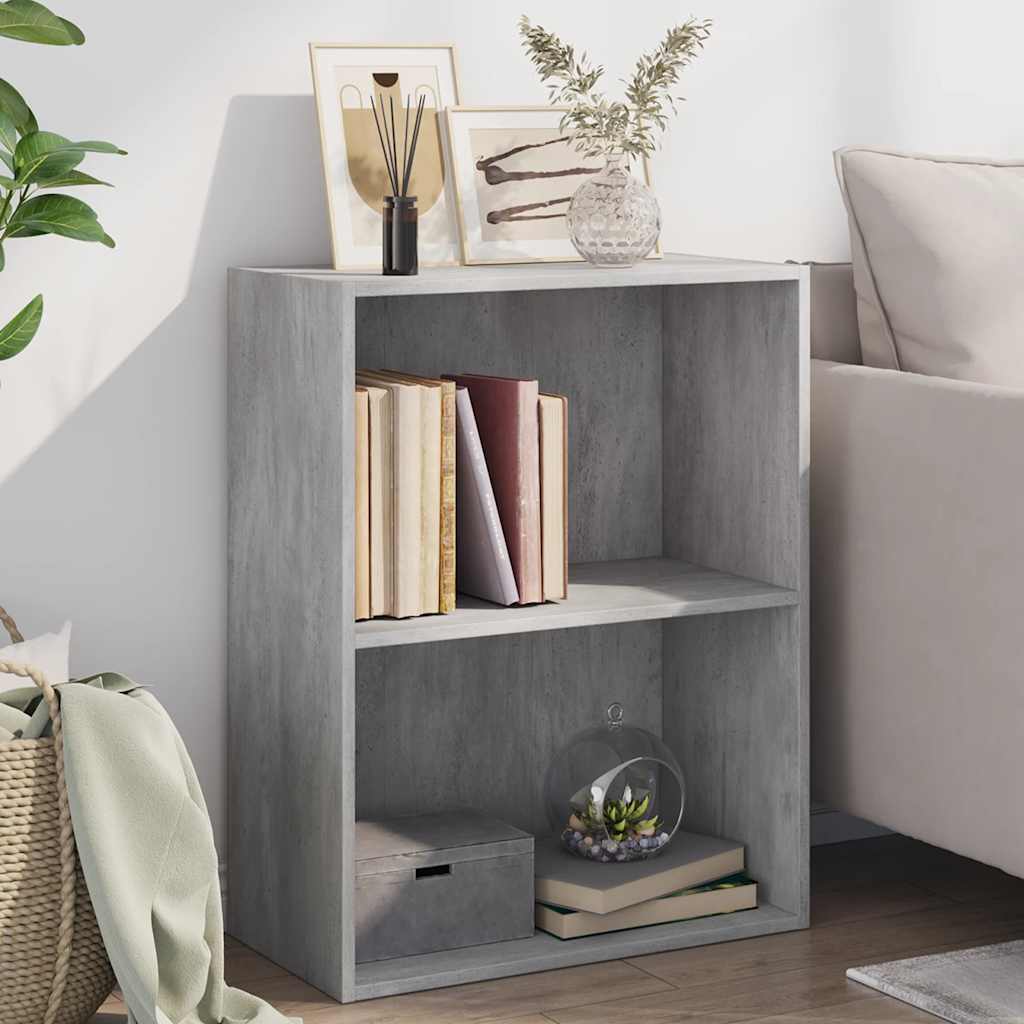 Bücherregal 2 Fächer Betongrau 60x30x76,5 cm Holzwerkstoff