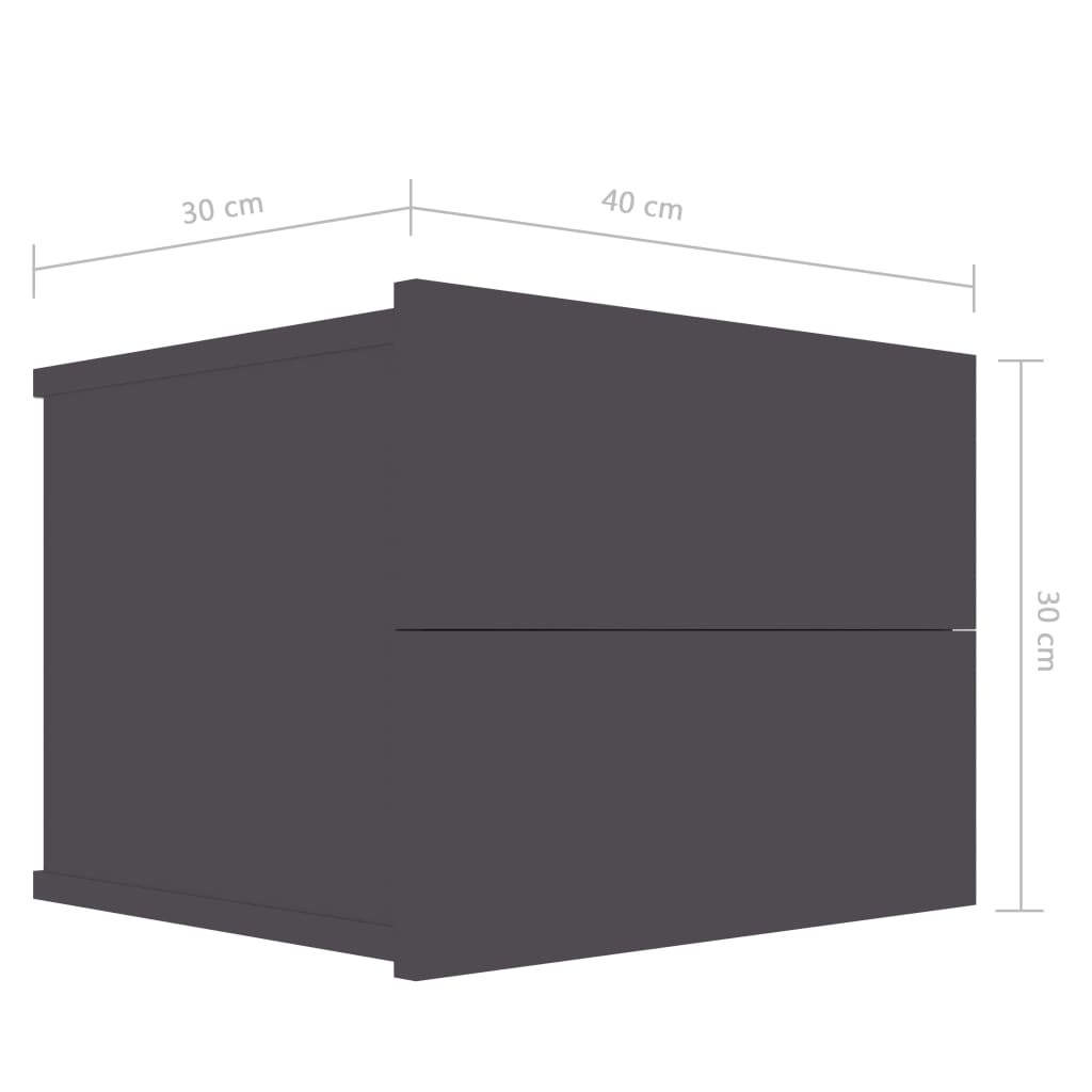 Nachttisch Grau 40x30x30 cm Holzwerkstoff