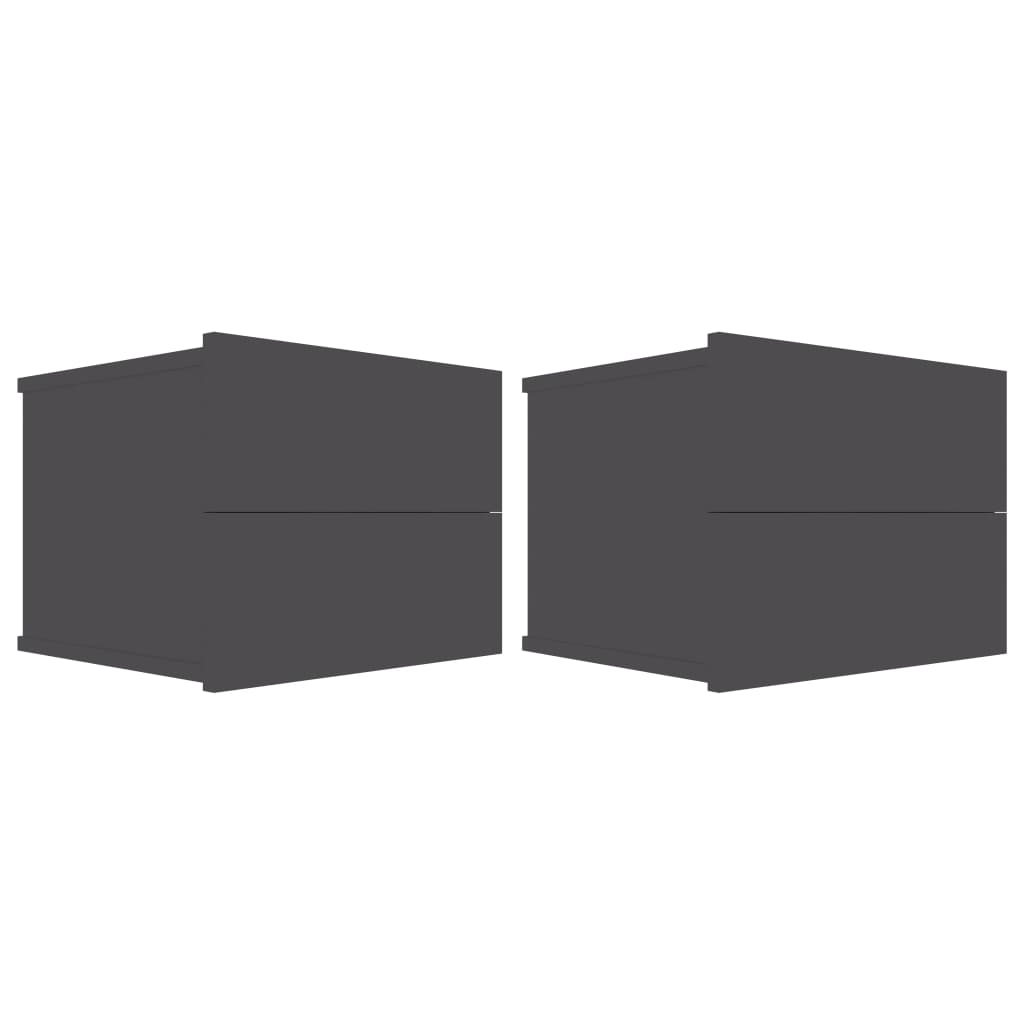 Nachttische 2 Stk. Grau 40x30x30 cm Holzwerkstoff