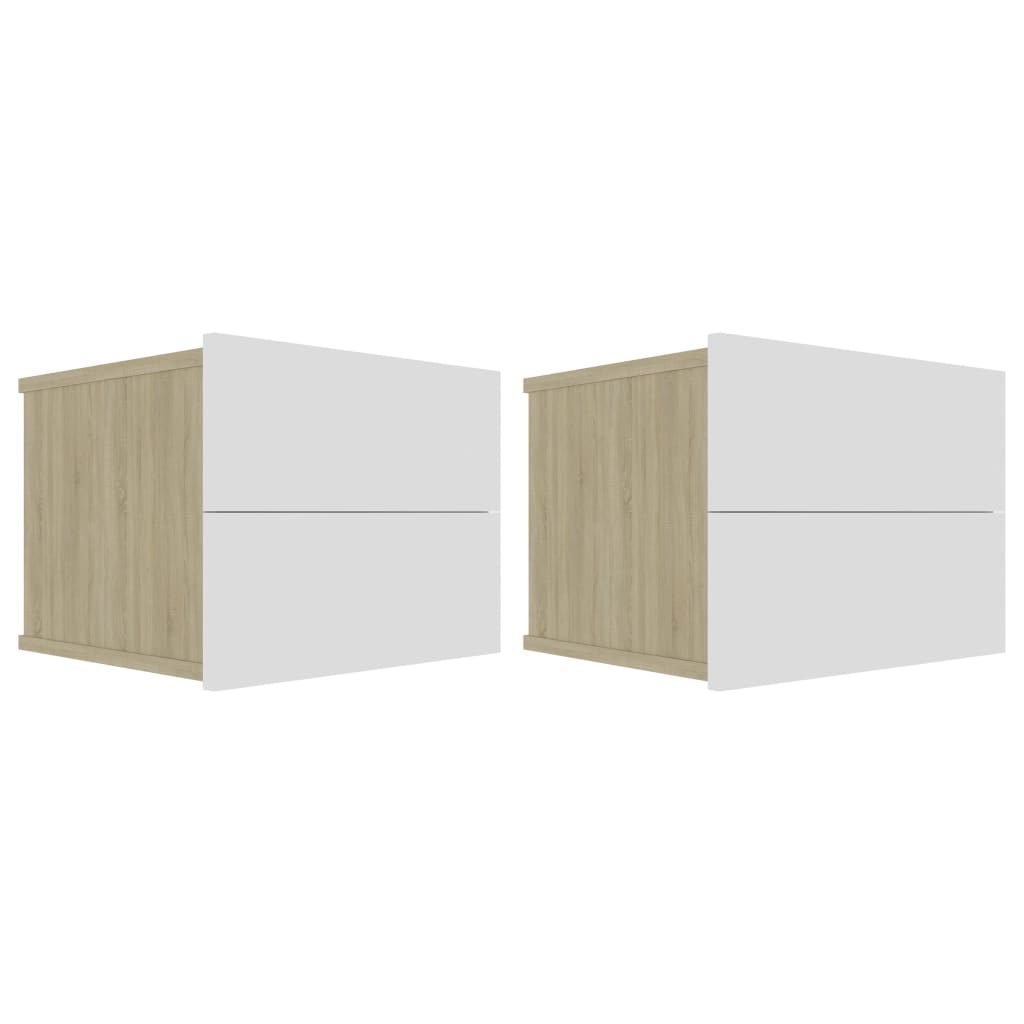 Nachttische 2 Stk. Weiß Sonoma-Eiche 40x30x30 cm Holzwerkstoff