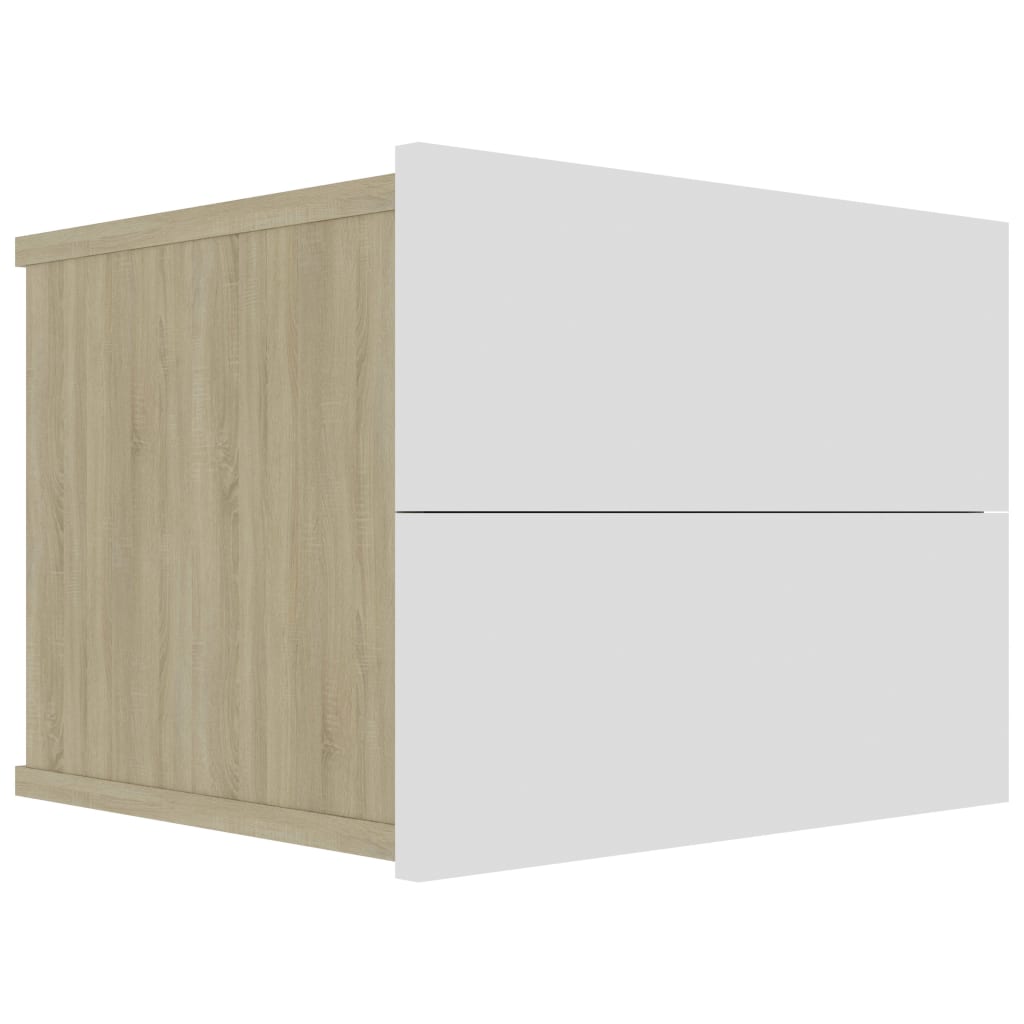 Nachttische 2 Stk. Weiß Sonoma-Eiche 40x30x30 cm Holzwerkstoff