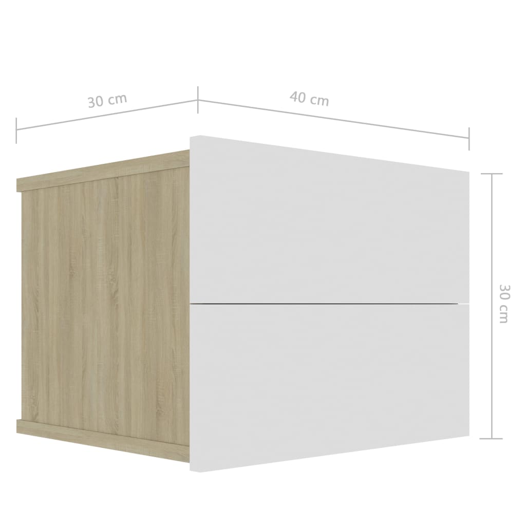 Nachttische 2 Stk. Weiß Sonoma-Eiche 40x30x30 cm Holzwerkstoff