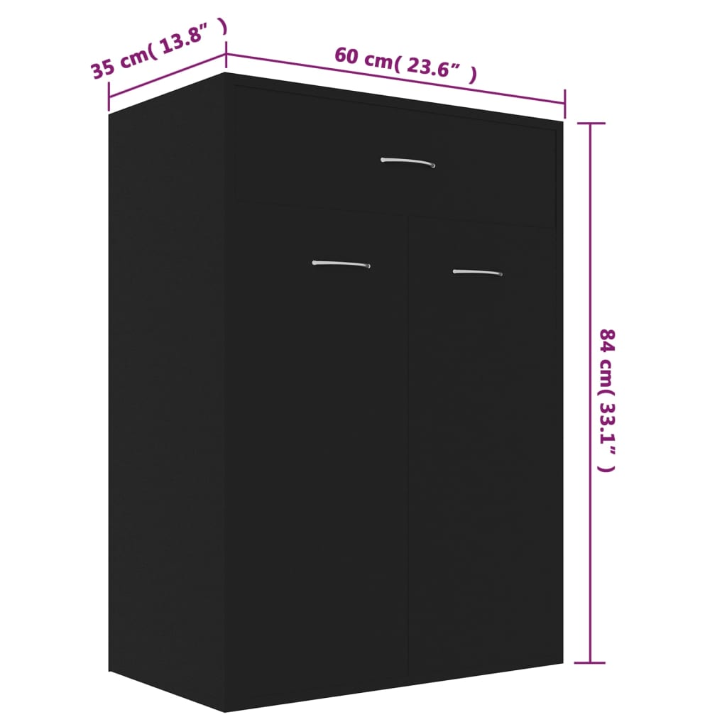 Schuhschrank Schwarz 60x35x84 cm Holzwerkstoff