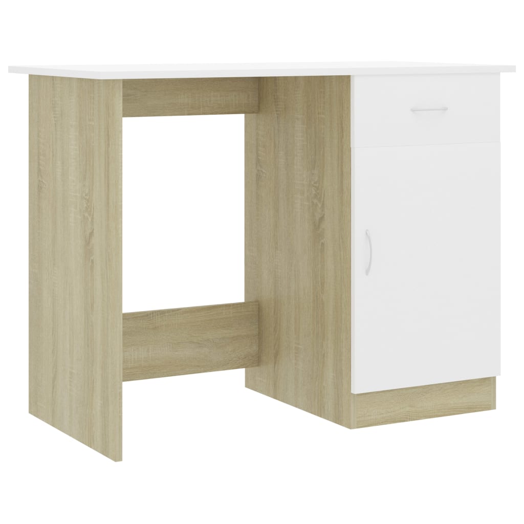 Schreibtisch Weiß Sonoma-Eiche 100x50x76 cm Holzwerkstoff