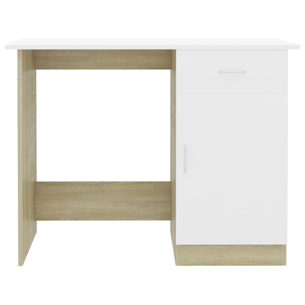 Schreibtisch Weiß Sonoma-Eiche 100x50x76 cm Holzwerkstoff
