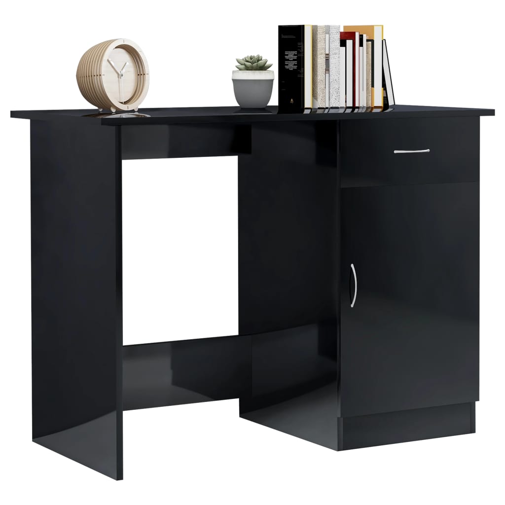 Schreibtisch Hochglanz-Schwarz 100x50x76 cm Holzwerkstoff