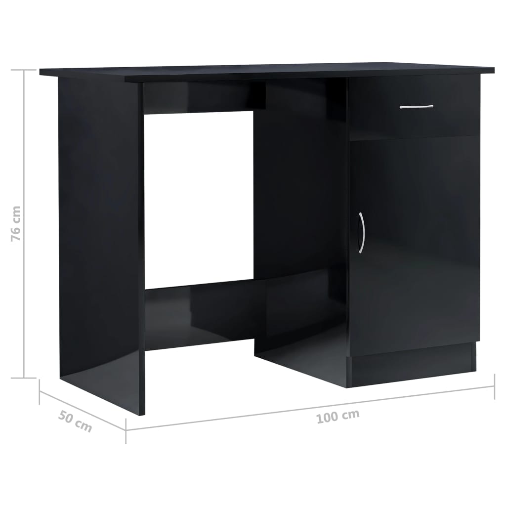 Schreibtisch Hochglanz-Schwarz 100x50x76 cm Holzwerkstoff