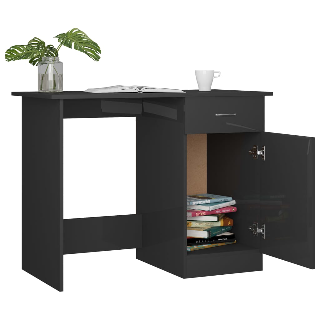 Schreibtisch Hochglanz-Grau 100x50x76 cm Holzwerkstoff