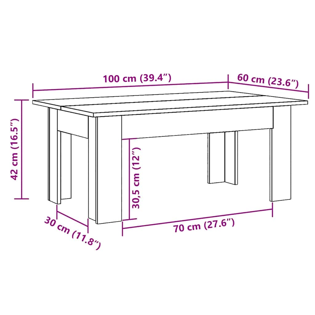 Couchtisch Betongrau 100x60x42 cm Holzwerkstoff