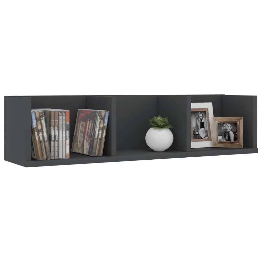CD-Wandregal Grau 75x18x18 cm Holzwerkstoff