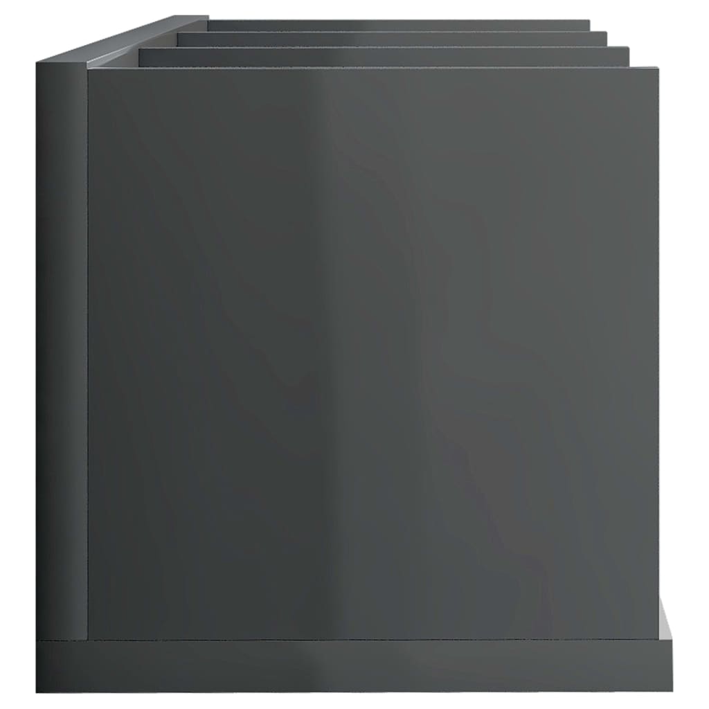 CD-Wandregal Hochglanz-Grau 75x18x18 cm Holzwerkstoff