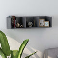 CD-Wandregal Hochglanz-Grau 75x18x18 cm Holzwerkstoff