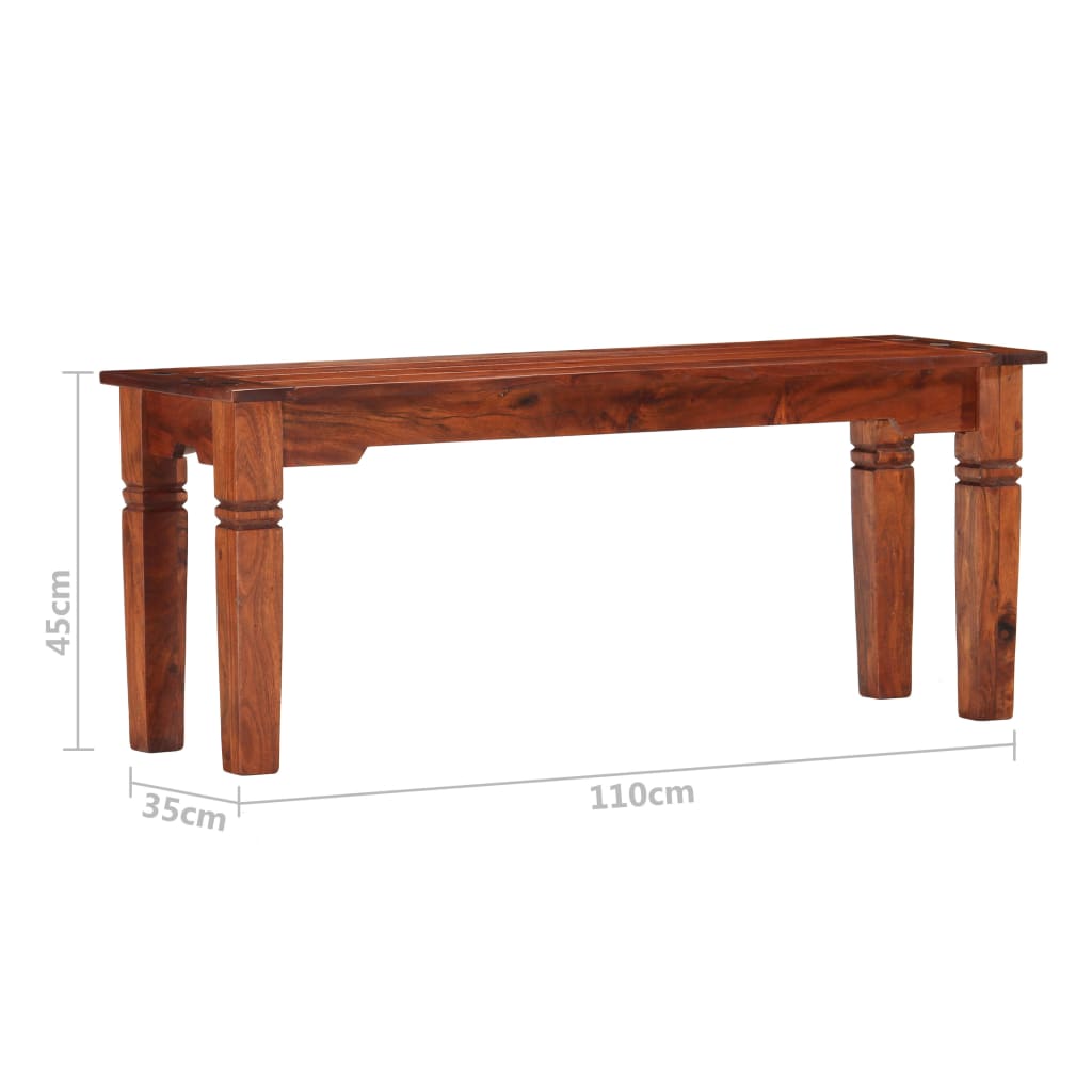 Bank 110 cm Massivholz Akazie