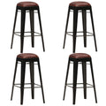 Barhocker 4 Stk. Schwarz Echtleder