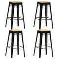 Barhocker 4 Stk. Schwarz Mango Massivholz