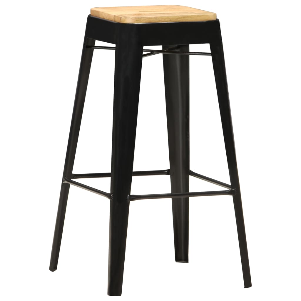 Barhocker 4 Stk. Schwarz Mango Massivholz