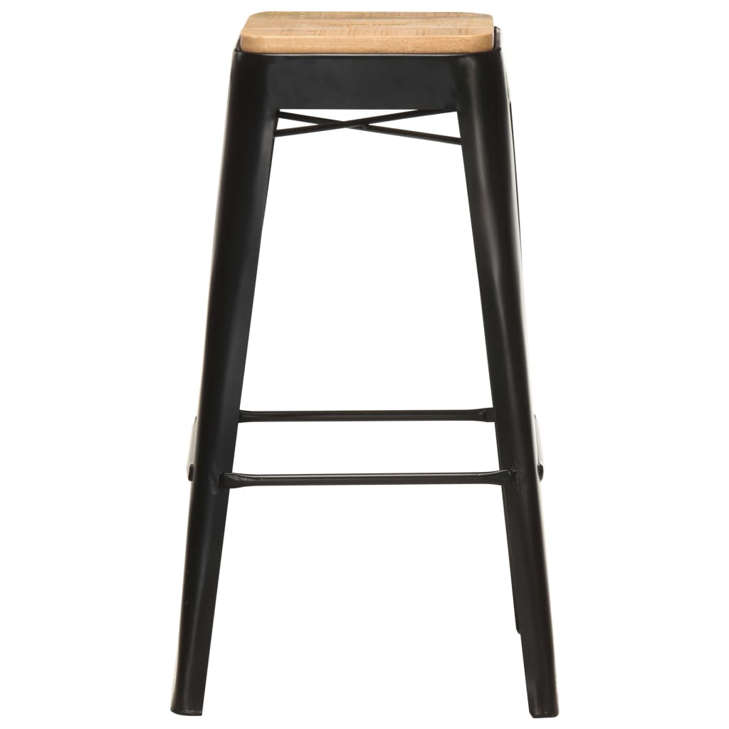 Barhocker 4 Stk. Schwarz Mango Massivholz