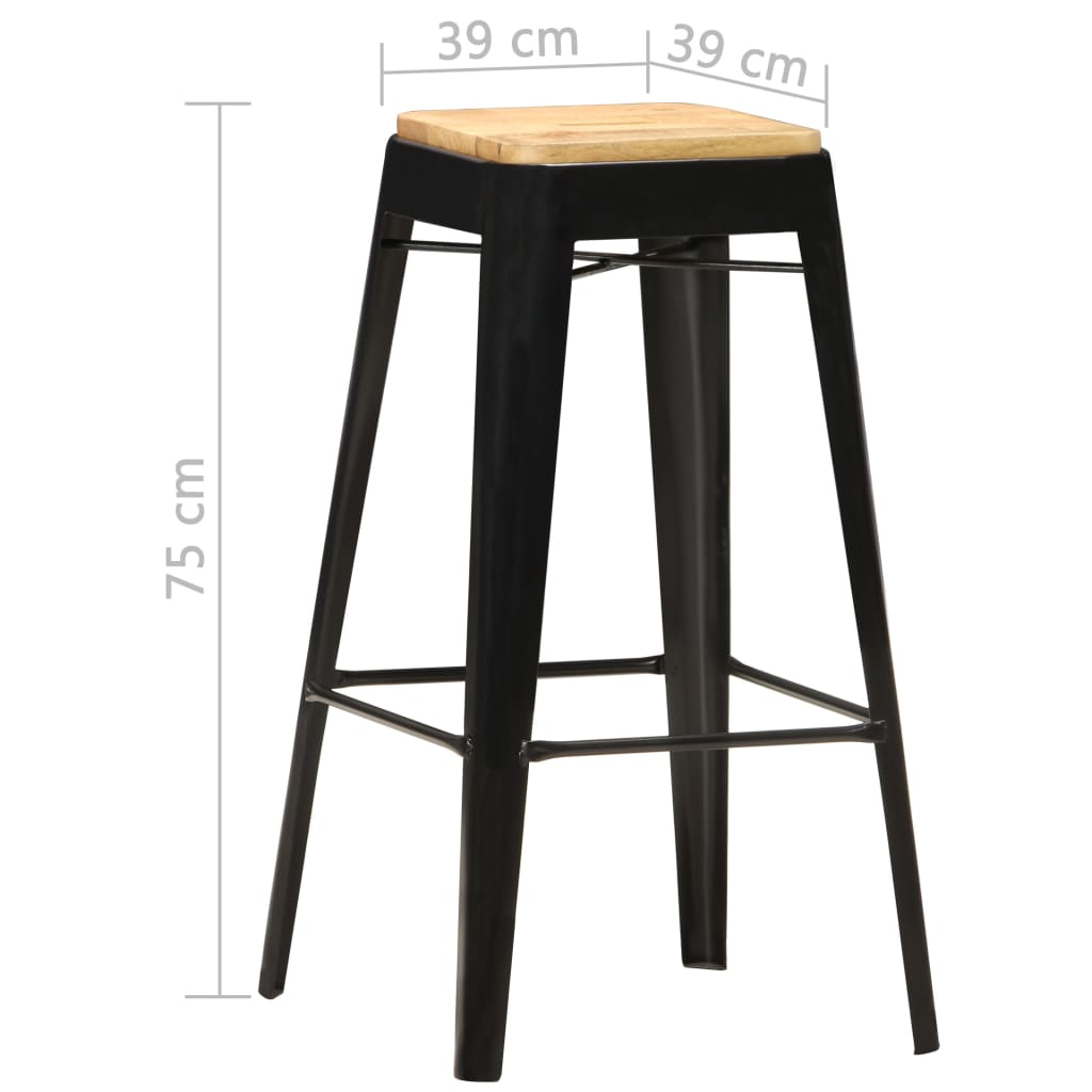 Barhocker 4 Stk. Schwarz Mango Massivholz