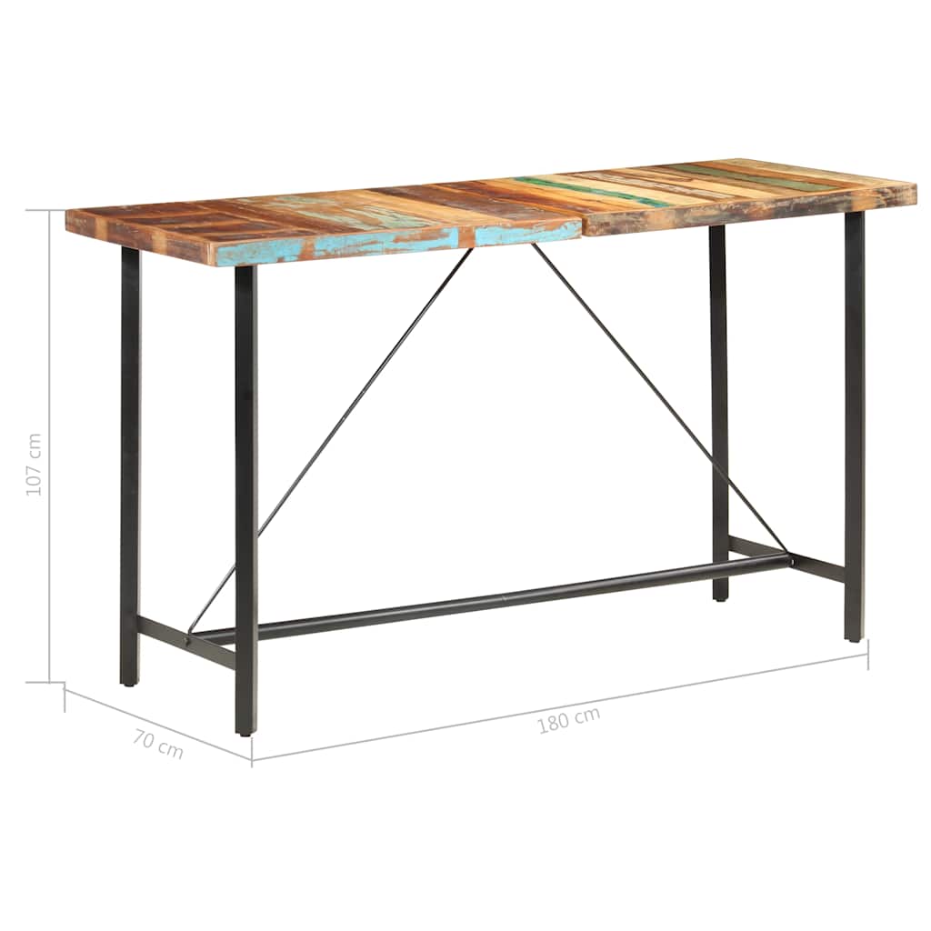 Bartisch 180 x 70 x 107 cm Recyceltes Massivholz