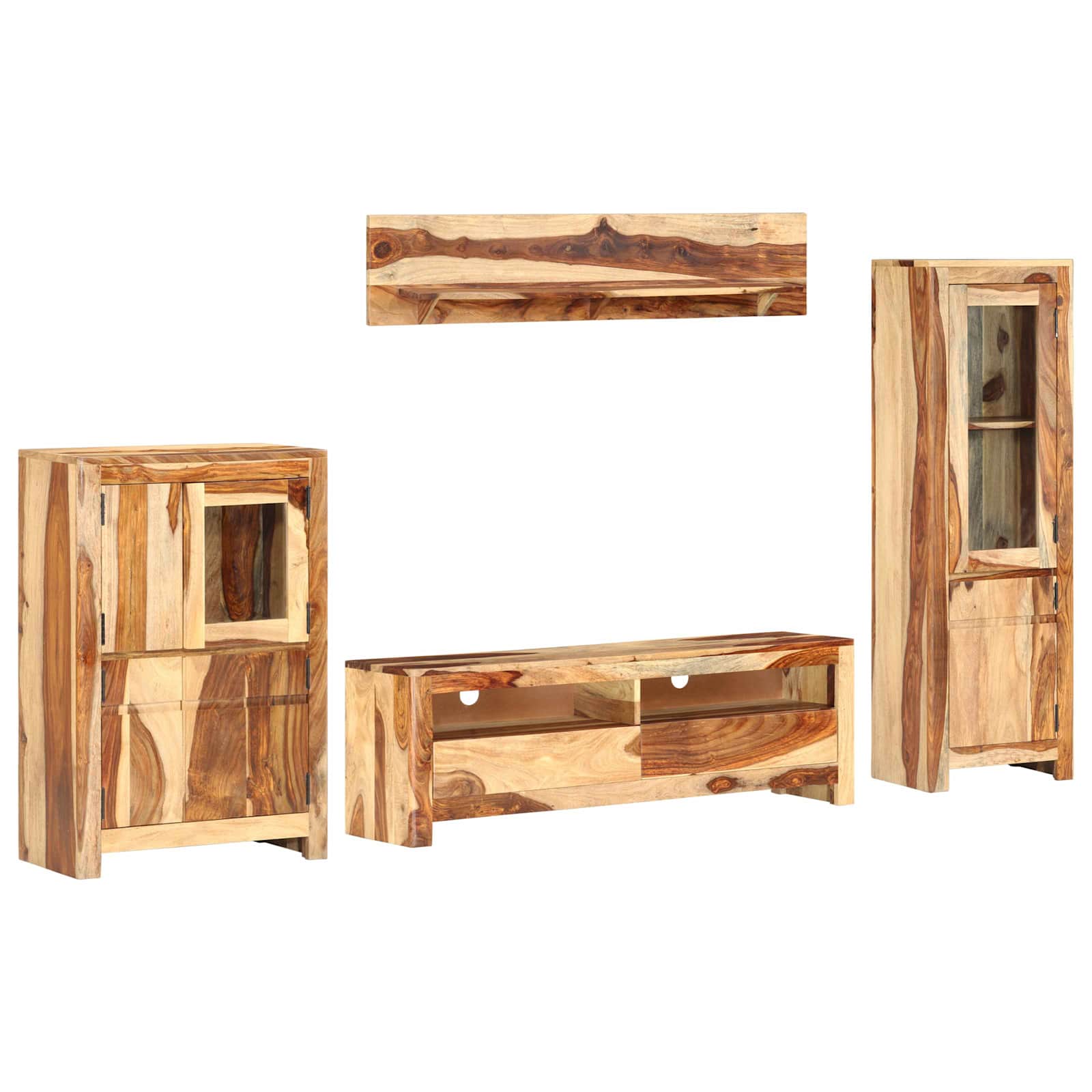 TV-Einheit Set mit Schubladen Braun 120 x 30 x 39 cm Holz