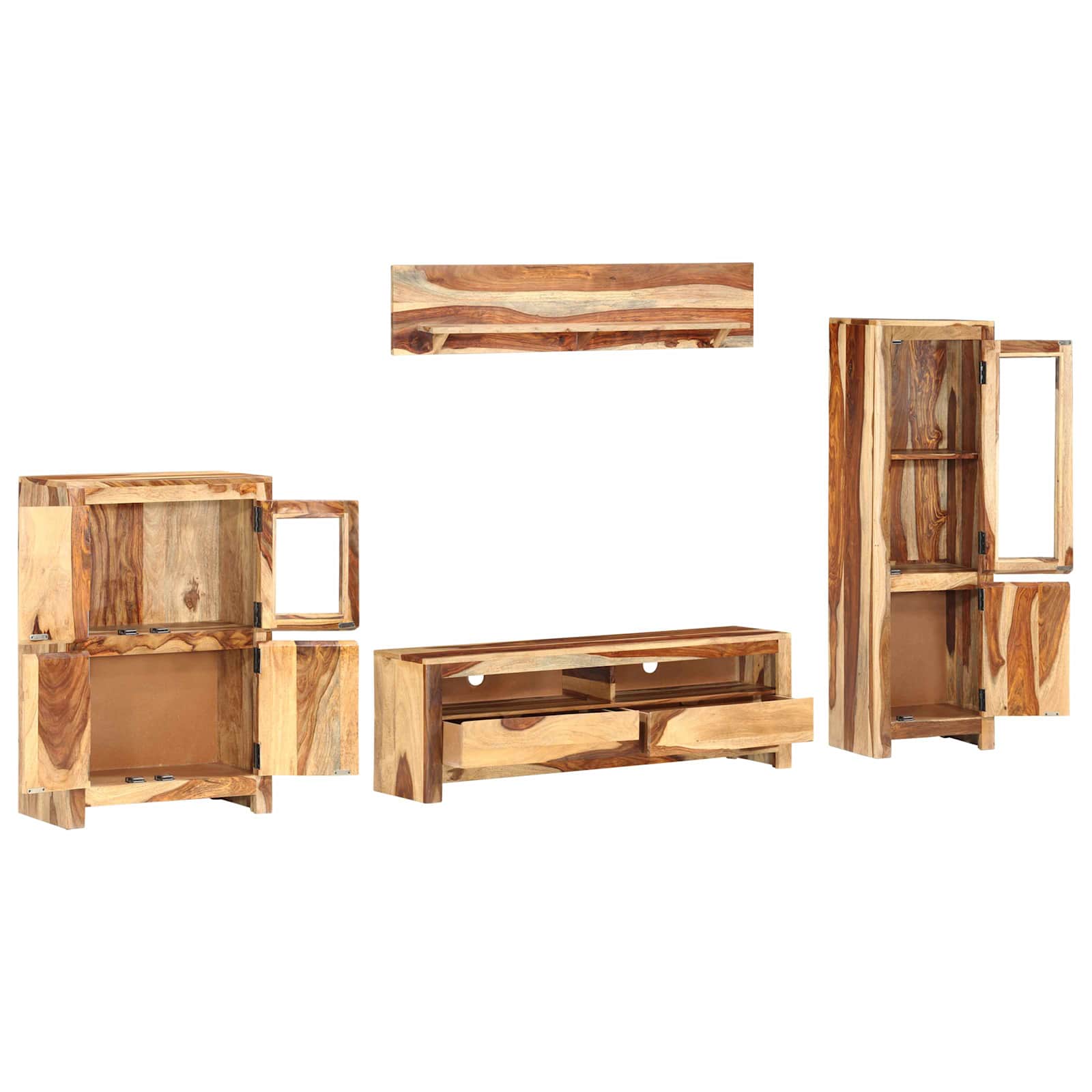 TV-Einheit Set mit Schubladen Braun 120 x 30 x 39 cm Holz