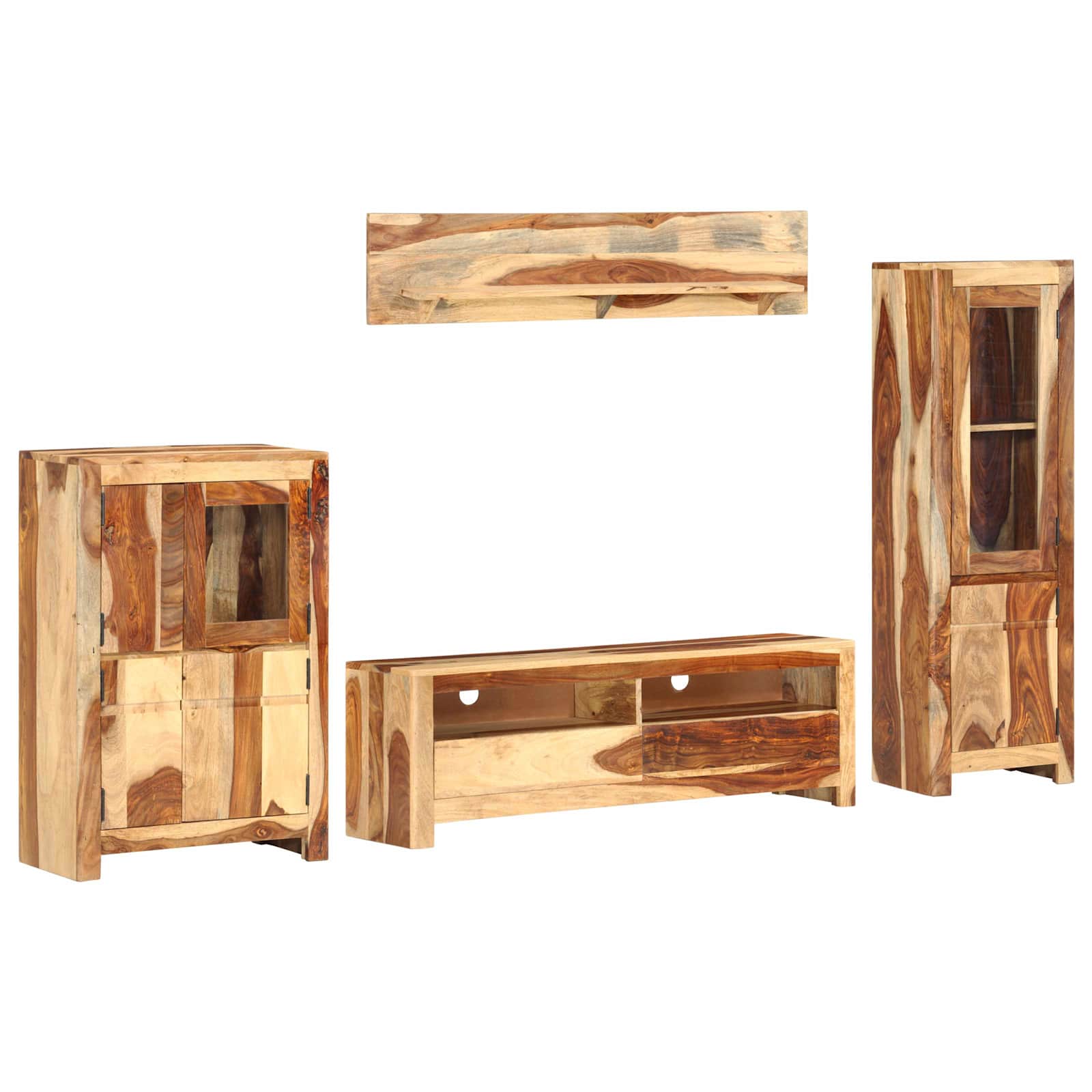 TV-Einheit Set mit Schubladen Braun 120 x 30 x 39 cm Holz