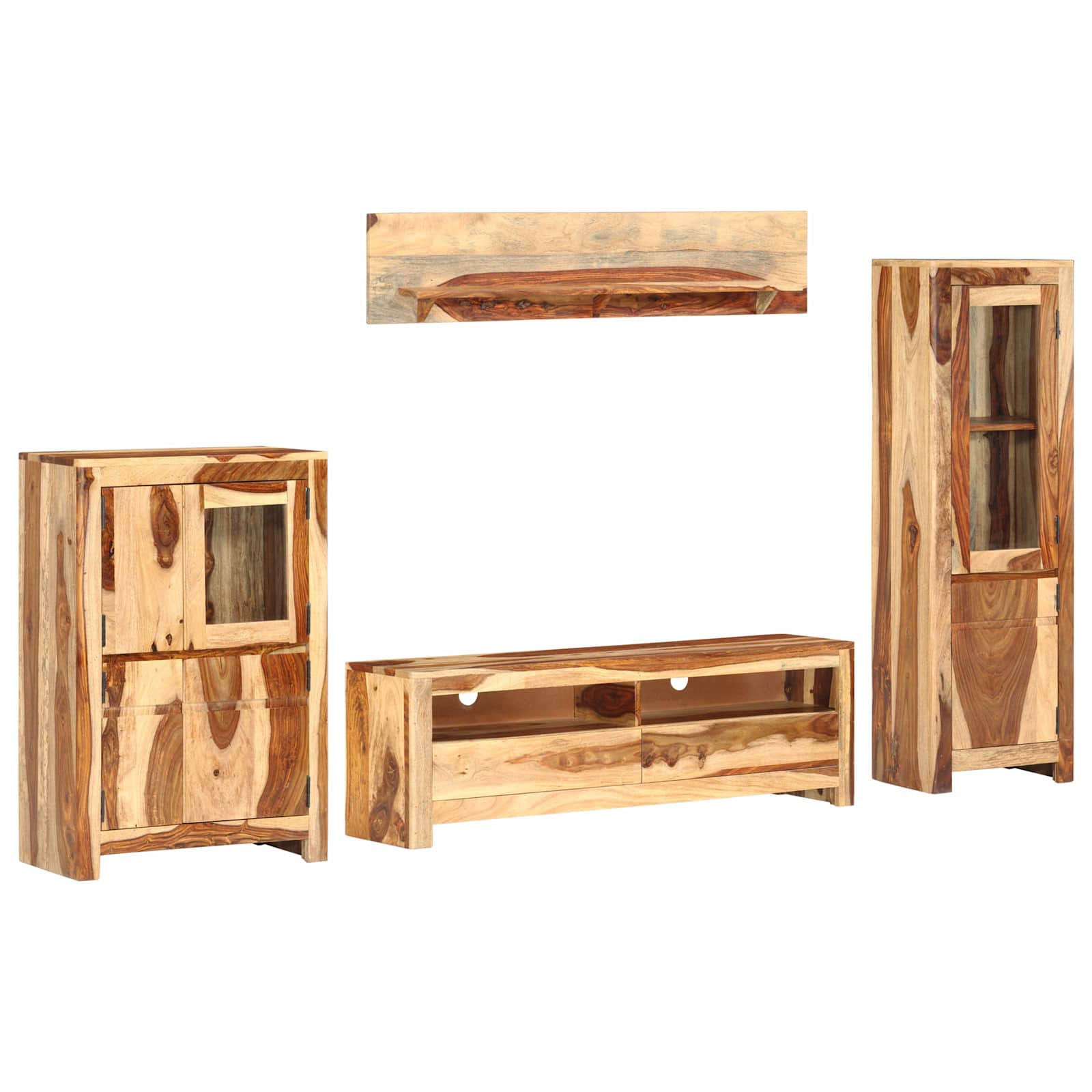 TV-Einheit Set mit Schubladen Braun 120 x 30 x 39 cm Holz