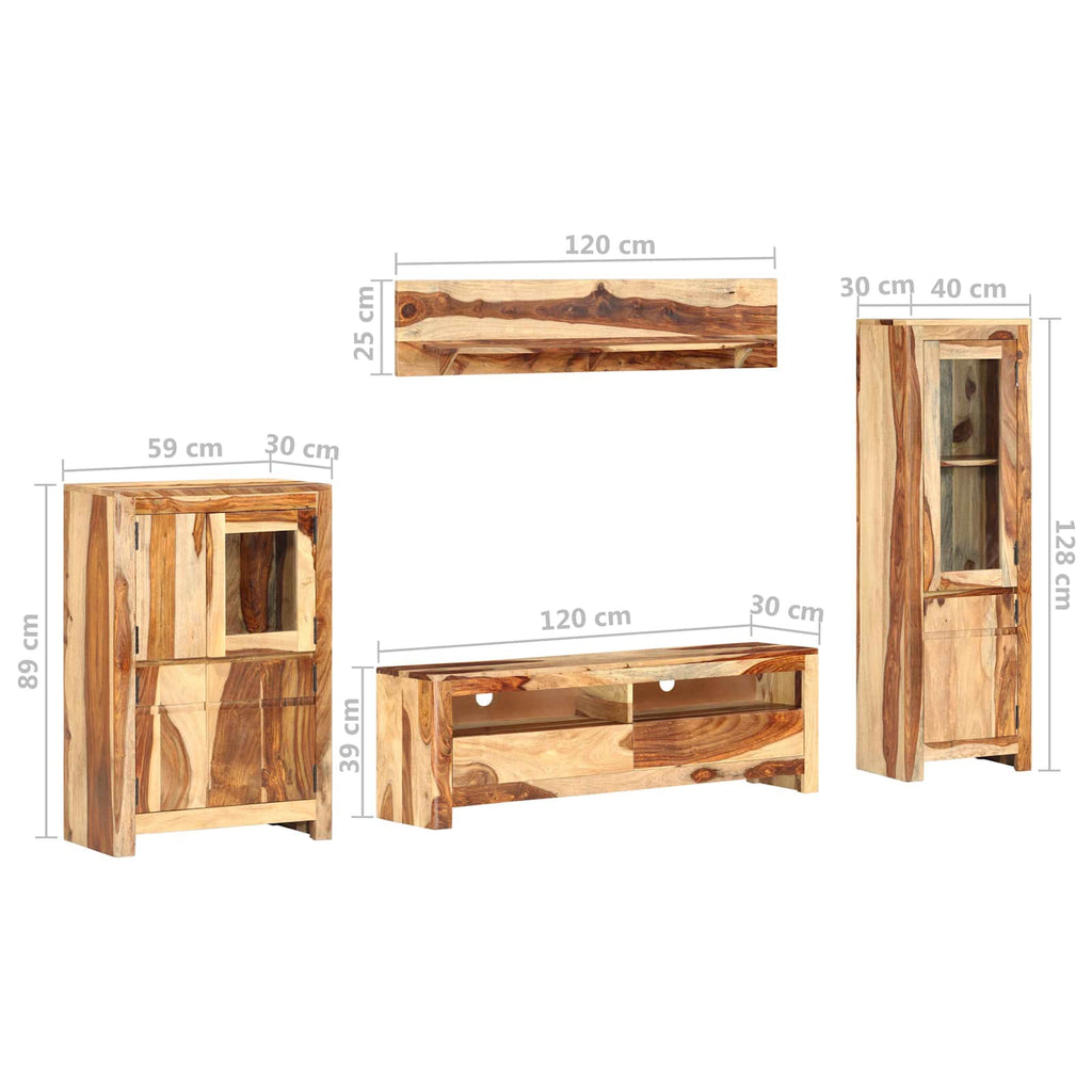 TV-Einheit Set mit Schubladen Braun 120 x 30 x 39 cm Holz