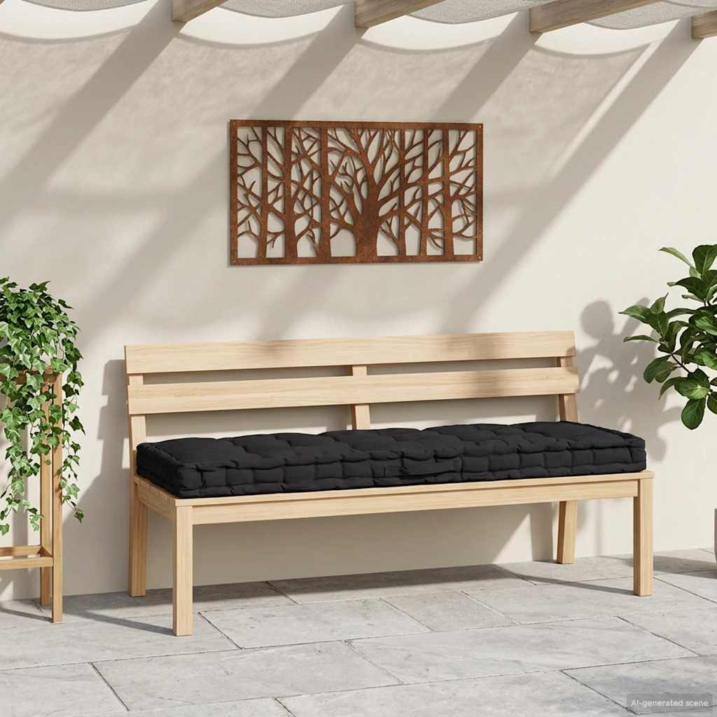 Palettenkissen Baumwolle 120×80×10 cm Schwarz