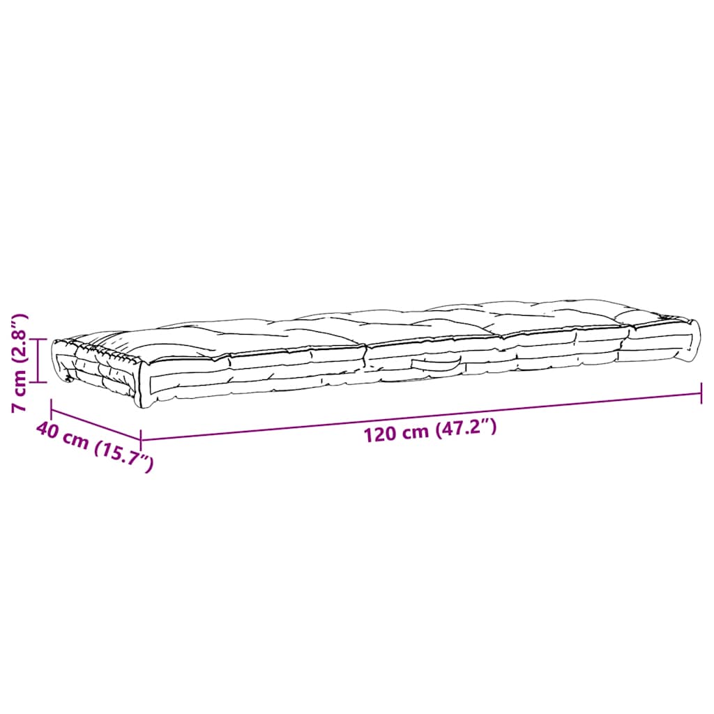 Palettenkissen Baumwolle 120×40×7 cm Anthrazit