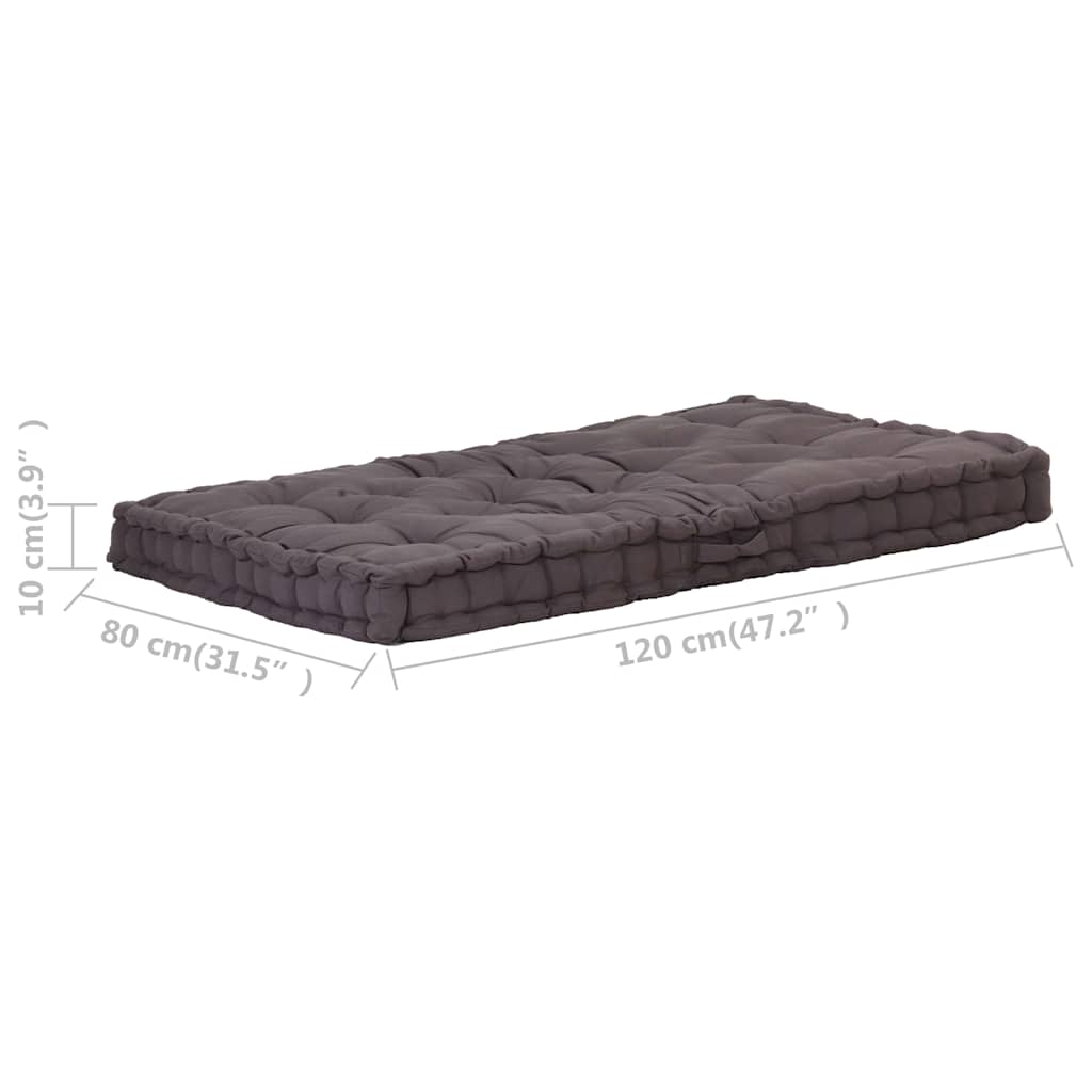 Palettenkissen Baumwolle 120×80×10 cm Anthrazit