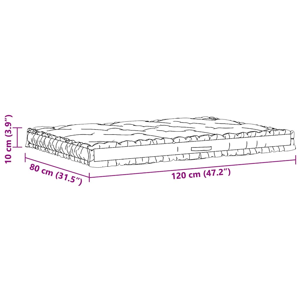 Palettenkissen Baumwolle 120×80×10 cm Grau